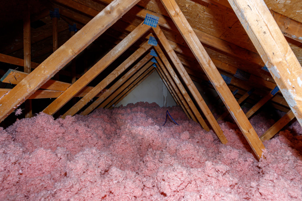 An attic with spray foam insulation-