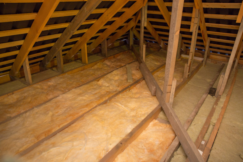 An attic with new insulation
